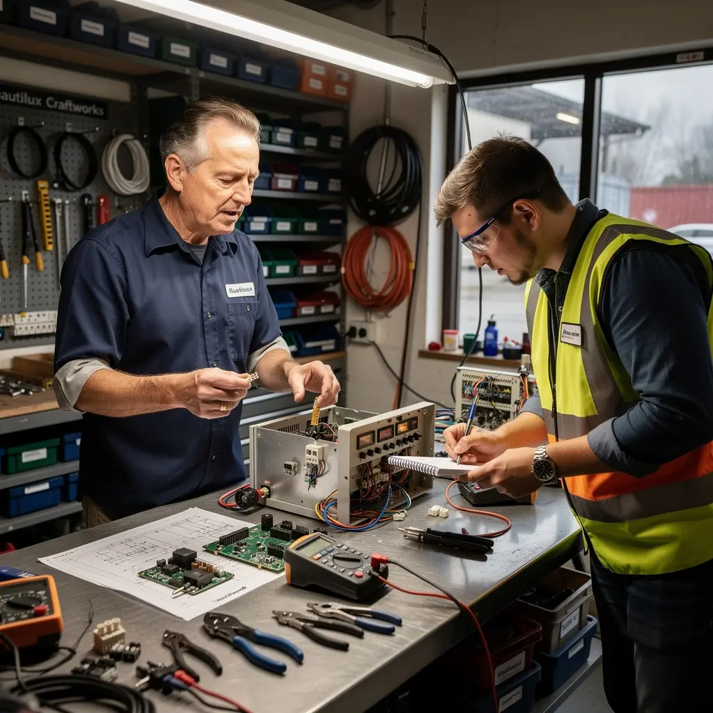 Darbinieki veic iekšējo telpu atjaunošanu kuģī, izmantojot augstas kvalitātes materiālus.